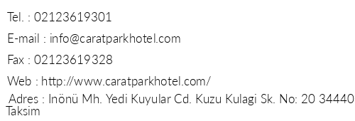 Carat Park Hotel telefon numaralar, faks, e-mail, posta adresi ve iletiim bilgileri